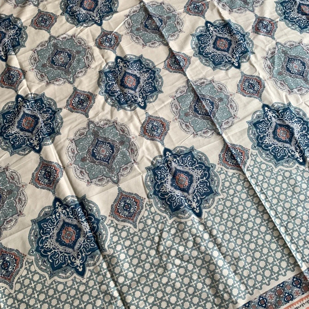 Mainstays Blue Boho floral larShower Curtain 72x71 Medallion Mink Velvet‎ large
